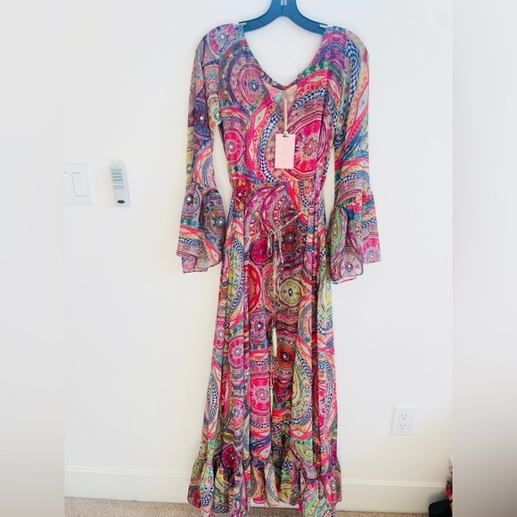 Alexis Pink multicolor geometric Charisma Mystic printed Maxi dress S NWT - Picture 3 of 13